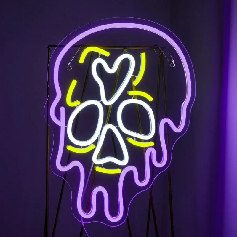 Description Picture 4 of itemPurple Skeleton Neon Sign Halloween Neon Light USB Dimmable Light Sign Skull Head Neon Light for Living Room Halloween Bar Club