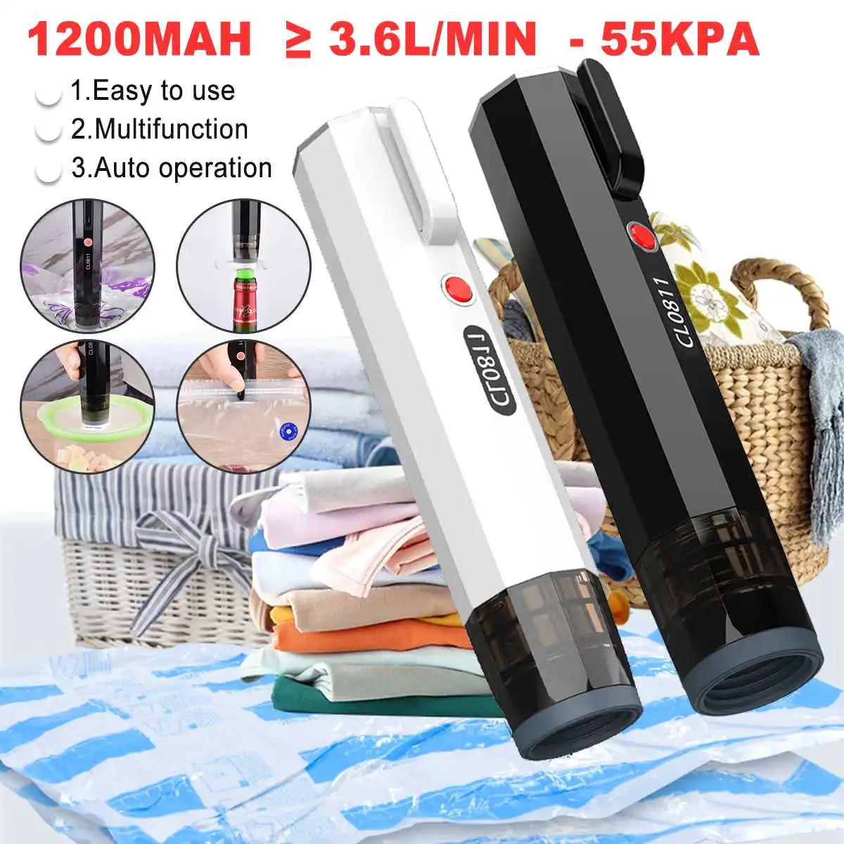 Description Picture 6 of itemElectric Handheld Mini Vacuum Sealer USB Portable Plastic Bags Sealer Degasser for Food Kitchen Travel Vacuum Packaging Machine