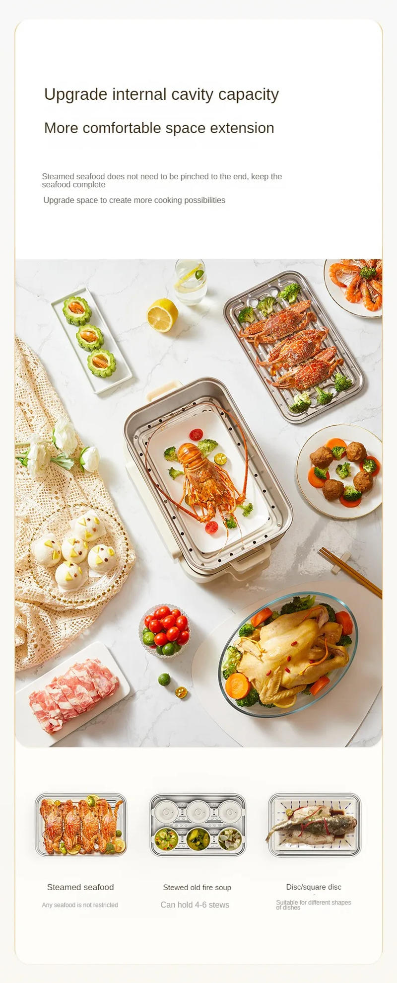 Description Picture 6 of item220V 2 Layers/3 Layers Available Electric Steaming Cooking Machine Intelligent Food Meals Steam Cooker Multi Cooker Hot Pot