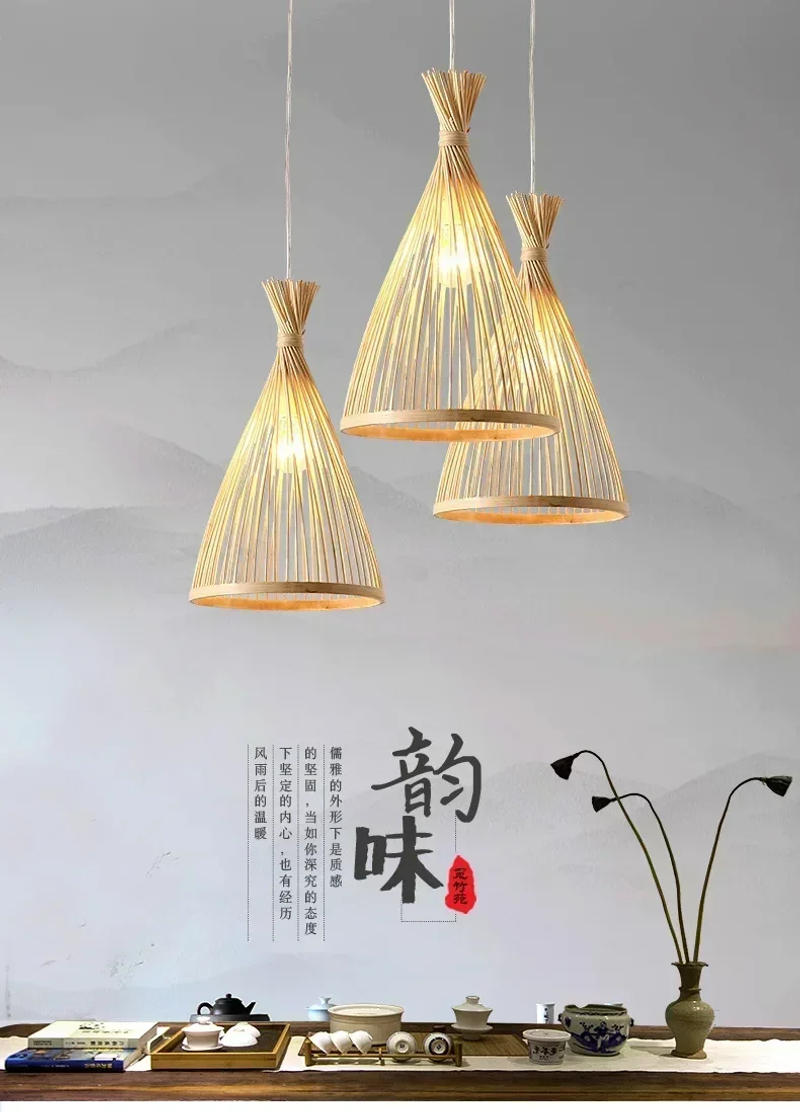 Description Picture 2 of itemRestaurant Chandelier Bamboo Tea Room Zen Creative Personality Simple Japanese Style B&B Hotel Living Room Bamboo Chandelier