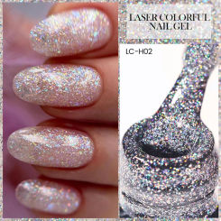 LILYCUTE Laser Gel Nail Polish Sparkling Glitter Gel Polish Semi Permanent Soak Off UV Gel Varnish Nail Art Base Top Coat Vernis
