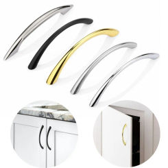 Zinc Alloy Curved Solid Cupboard Shoe Cabinet Handle Furniture Hardware Wine Cabinet Handle Black Wardrobe Door Handle