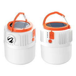 LED Portable Lantern Solar USB Charging Bulb Lamp with Hook Night Market Lamp 1600mah 406LM IP55 for Outdoor BBQ Hiking Fishing