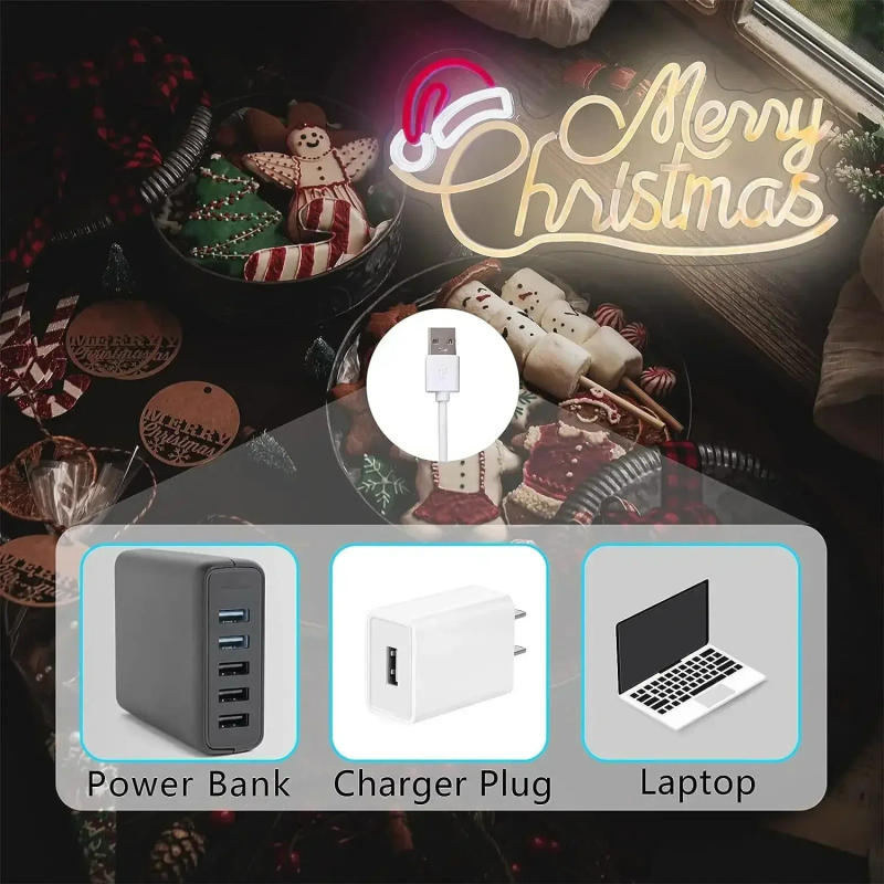 Description Picture 5 of itemMerry Christmas Neon Sign For Home Wall Decor LED Neon Light For Bedroom Game Room Decor USB Powered Night Light For Bar Shop
