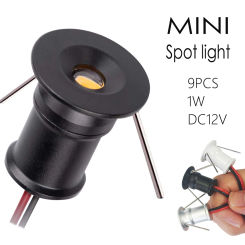 9/18PCS 12V Mini LED Spotlight Recesssed Dimmable Downlight 1W Spot Lamps for KTV Party Ceiling Stairs Walkway Cabinet Lighting