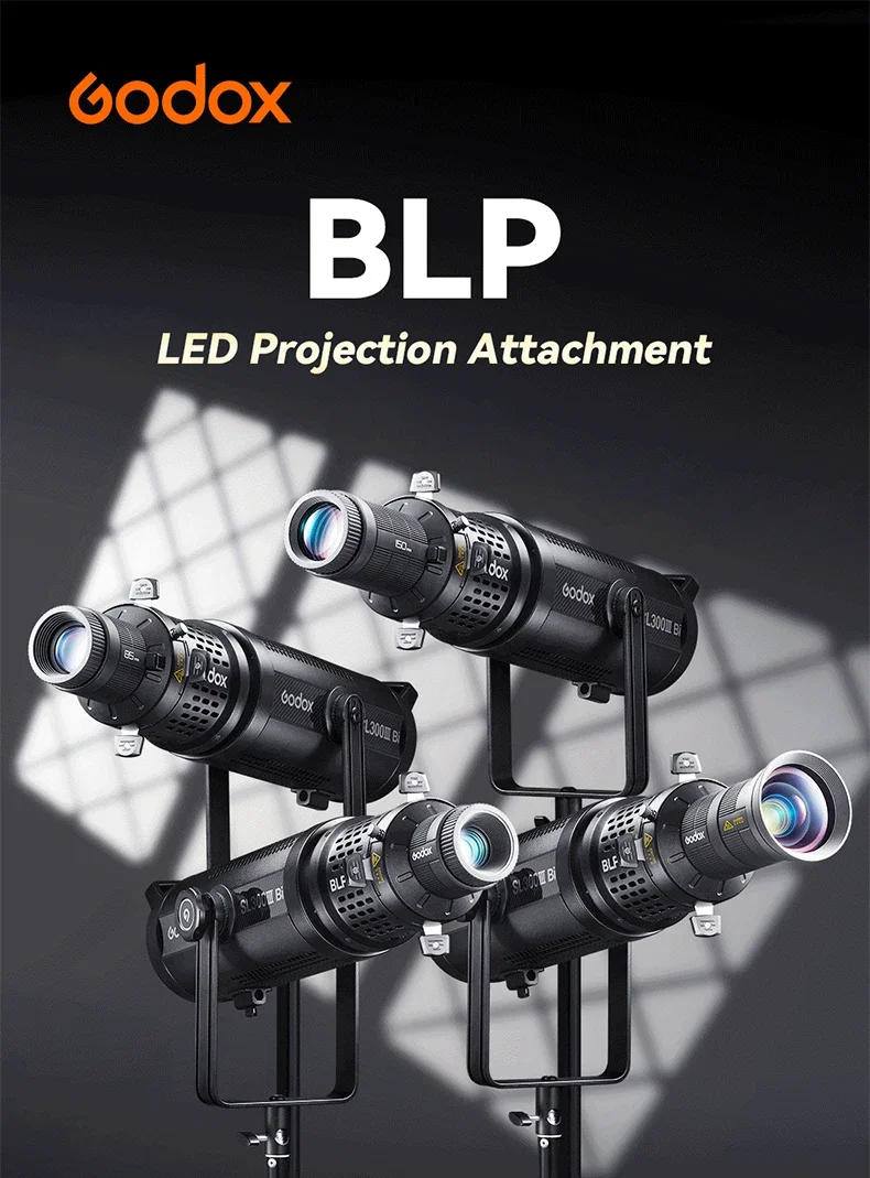 Description Picture 2 of itemGodox BLP LED Light /BFP Flash Projection Attachment Photography Accessory Gobo  CCT Adjustment Color Effects  Holder Gel Frame