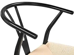 Description Picture 2 of itemSet of 4 Weave Chair,   Mid-Century Metal Dining Chair Y-Shaped Backrest Hemp Seat for Kitchen ,dining Room