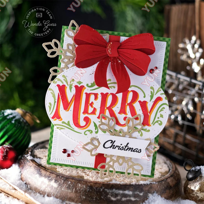 Description Picture 3 of item2024 New Bookish Holiday Frames Scripted Holiday Sentiments Christmas Dies Stamp Stencils Set DIY Making Scrapbooking Cards Gift