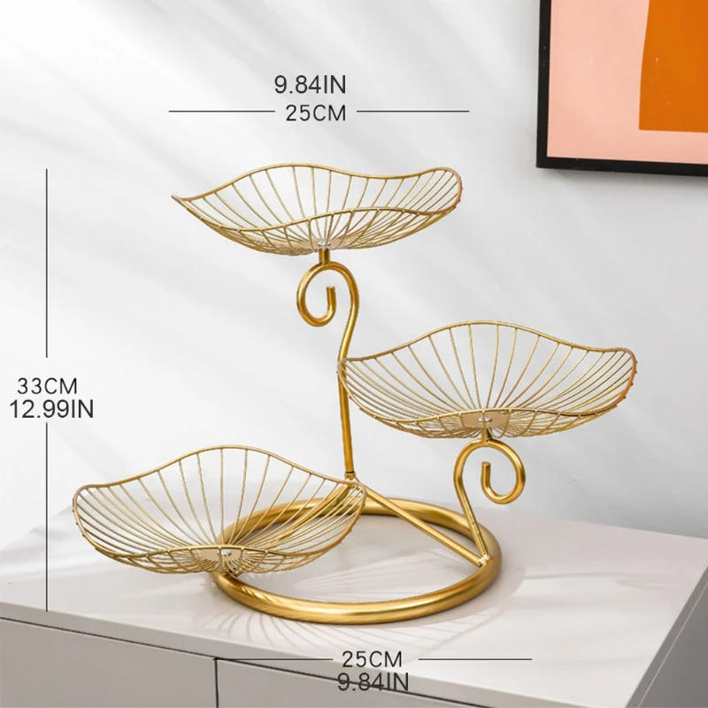 Description Picture 5 of itemCreative Simple Three-layer Fruit Tray Groceries Fruit Vegetable Basket Bracket Decoration Fruit Bowl Storage Rack Black Gold