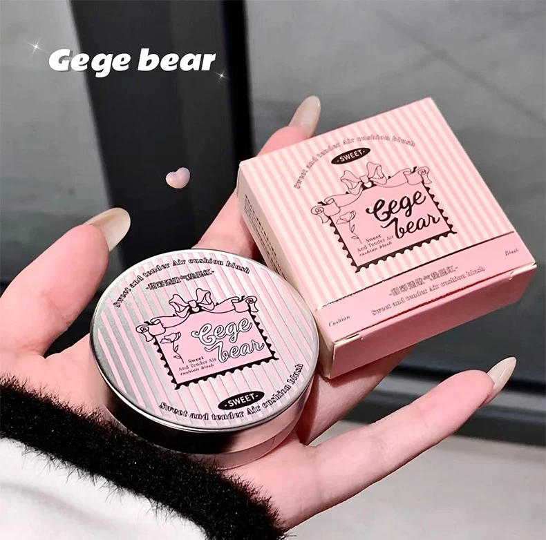 Description Picture 2 of itemSweet Color Air Cushion Blush Cream Waterproof Lasting Natural Cream Cheek Tint Blusher with Puff Peach Pink Rouge Blush Makeup