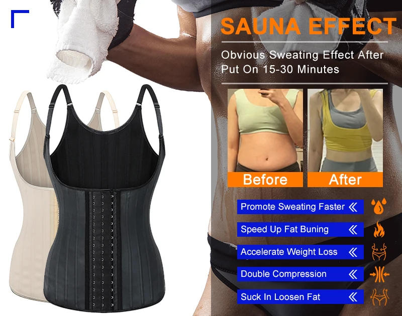 Description Picture 5 of itemPlus Size Women Adjustable Strap Latex Waist Trainer Vest 25 Steel Bones Vest Fajas Belt Shaper Cincher Underbust Corset