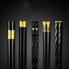 Japanese Chopsticks Set Alloy Non Slip Sushi Chop Sticks Set Chinese Gift Reusable Chopsticks Tableware Gift Kitchen