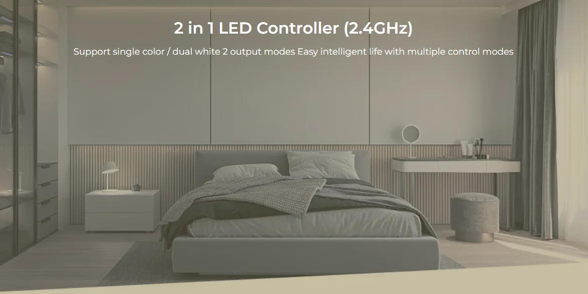 Description Picture 3 of itemMiboxer FUT035/36S+ 2 IN 1 Single Color CCT Dimmer  FUT037/38/39S+ 3 IN 1 Controller RGB RGBW RGB+CCT DC12V-24V 2.4G RF Wireless