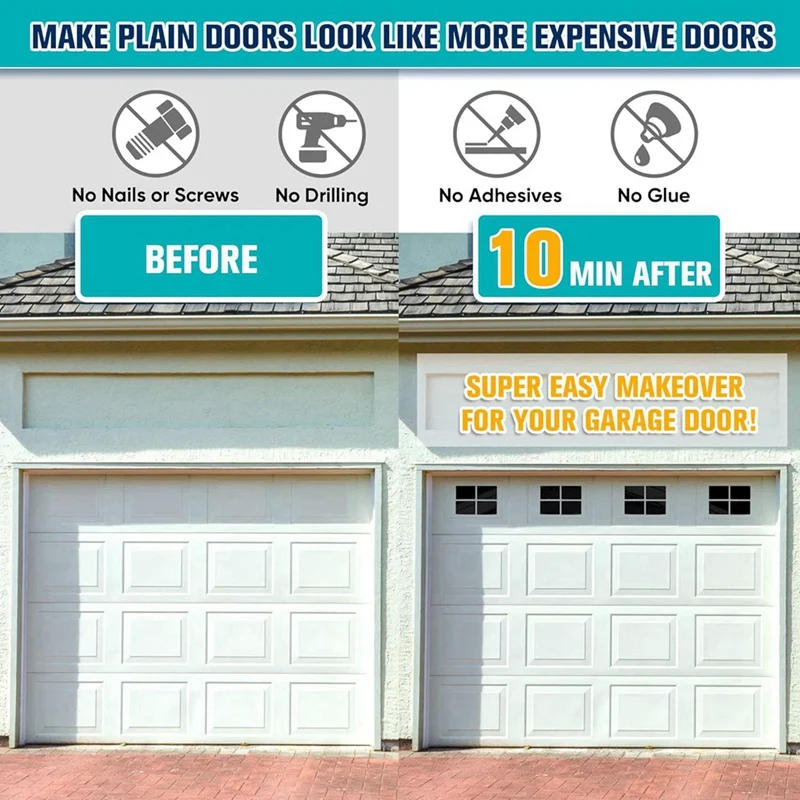 Description Picture 5 of itemMagnetic Garage Door Window Glossy Magnetic Decorative Magnetic Garage Door Decorative Hardware 6X4 Inches 16PCS