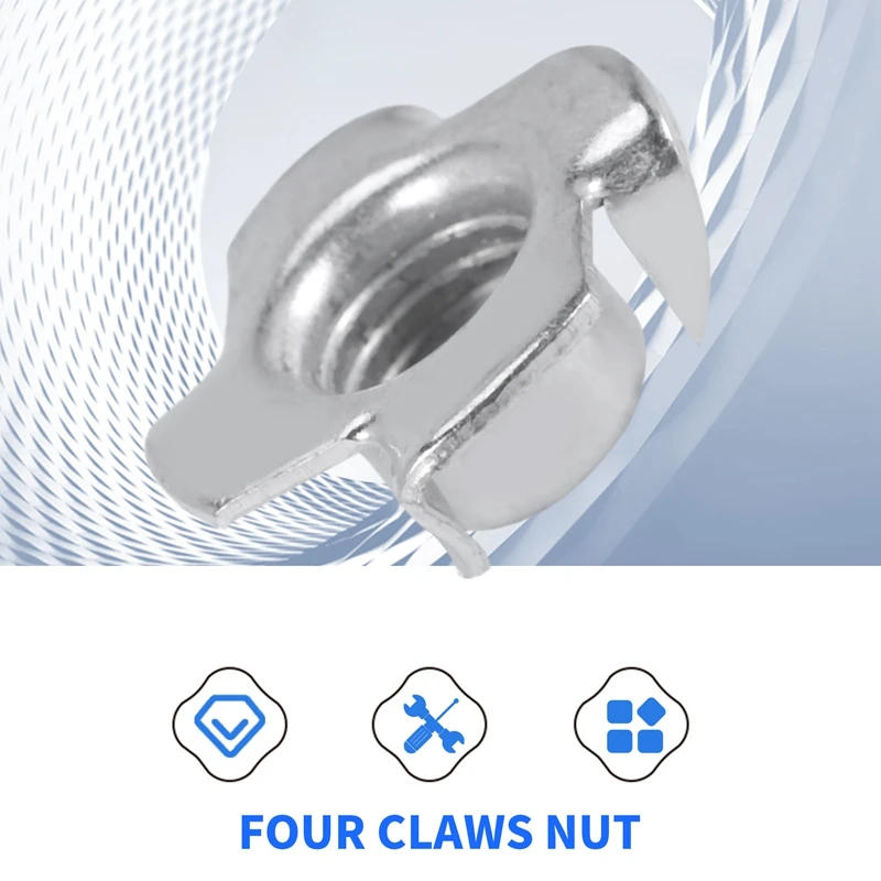 Description Picture 3 of item245PCS Zinc Plated M3/M4/M5/M6/M8/M10 Four Claws Nut Speaker Nut T-Nut Blind Pronged Tee Nut Furniture Hardware