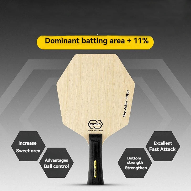 Description Picture 2 of itemHexagon Table Tennis Bat Base Plate Larger Hitting Area Pure Wood Blade Professional Paddle for Tranning Offensive Ping Pong