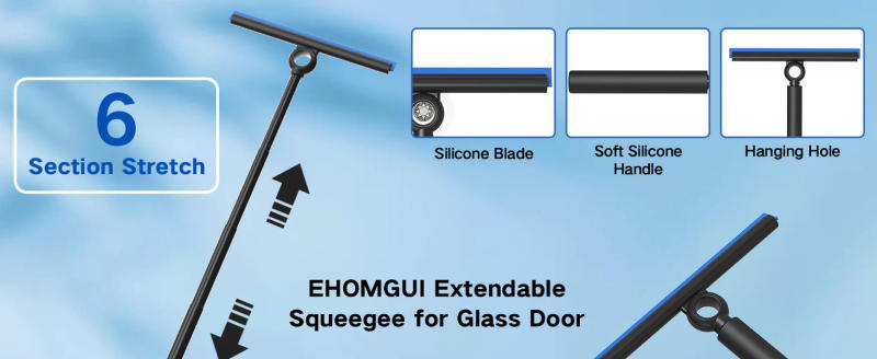 Description Picture 3 of itemEHOMGUI Telescopic Shower Squeegee for Glass Door Wiper Scraper Cleaner Bathroom Mirror Wiper Scraper Glass Cleaning