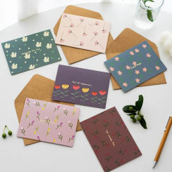 6Pcs/Set Festive Greeting Card With Envelopes And Stickers Birthday Wedding Holiday Party Invitation Cards Message Blessing Card