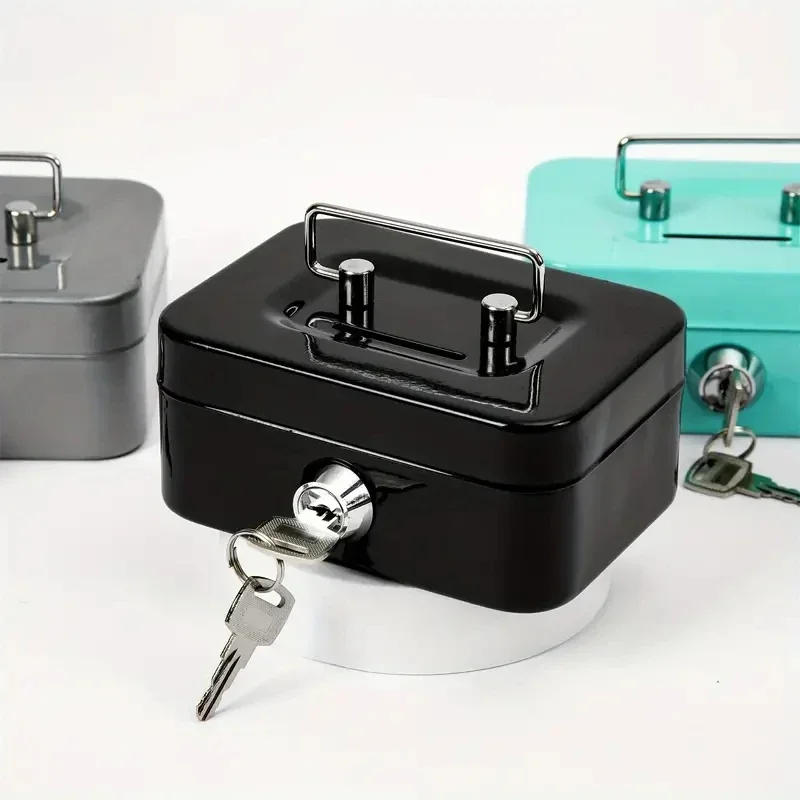 Description Picture 3 of itemMetal Cash Box Mini Safe Lock Box Money Bank Metal Coin Bank Security Box Sturdy Cash Portable for Kids Coin Collection