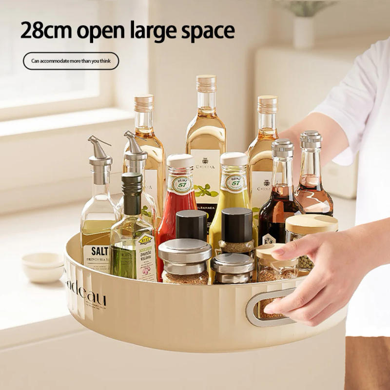Description Picture 6 of itemTurntable Organizer 360 Degree Rotating Storage Tray Countertop Spice Rack Non-Skid Spinning Rack Container For Snacks Spices