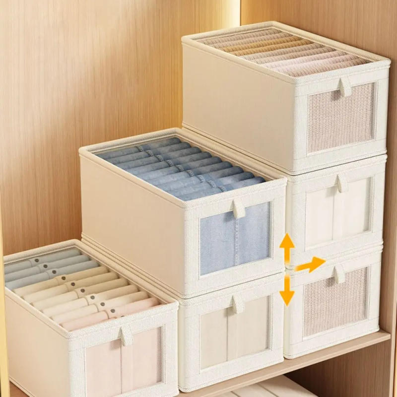 Description Picture 2 of itemClothes Organizer Pants Sweater Storage Cabinets Drawers Organizer Jeans with Lid Storage Box Wardrobe Storage Organizers