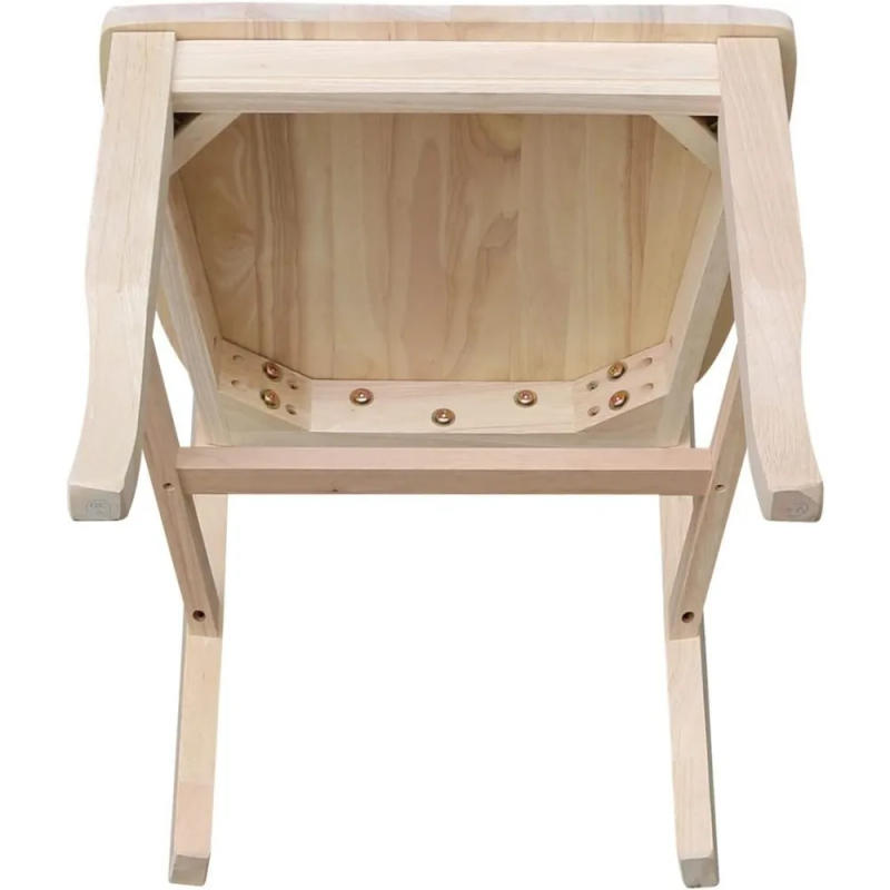 Description Picture 6 of itemSet of Two Double X-Back Dining Chair, 19.9"W x 22"D x 41.3"H, Wood Unfinished