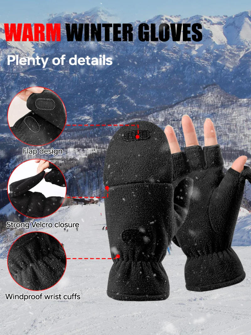 Description Picture 3 of itemCycling Thermal Gloves Universal Winter Fleece-Lined Gloves Windproof, Non-Slip Thermal Cycling Gloves MTB Sports Fleece Gloves