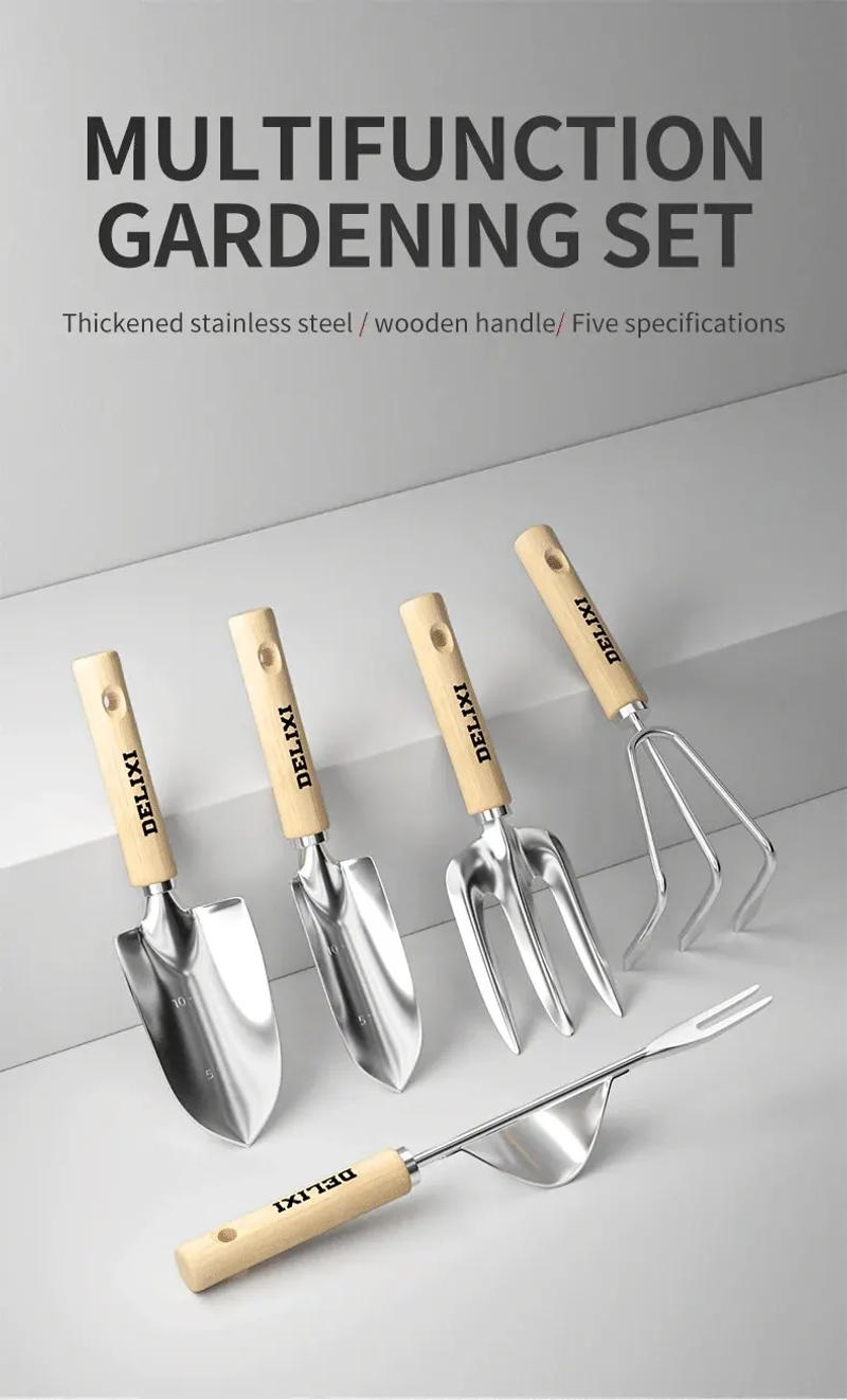 Description Picture 2 of itemGarden Shovel Rake Spade Set Wooden Handle for Flowers Potted Outdoor Planting Household Plant Garden Tools