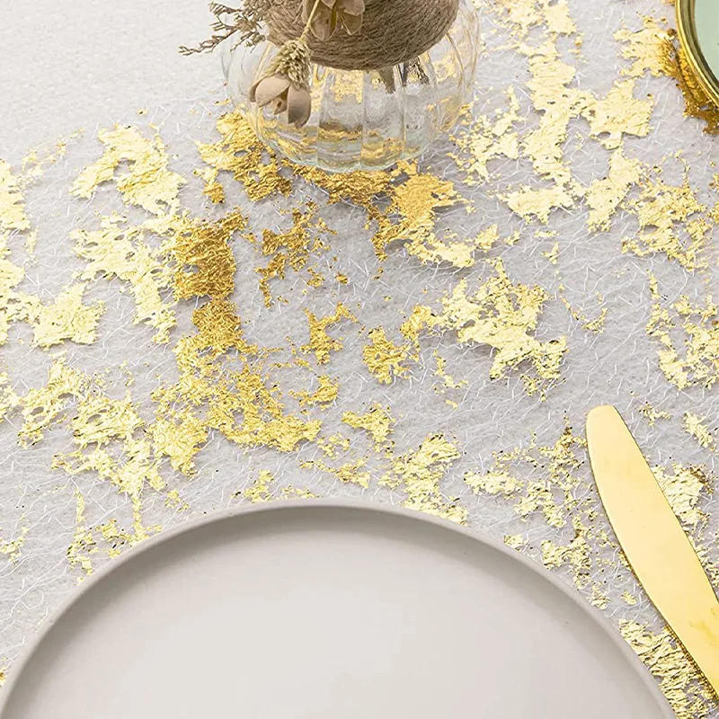 Description Picture 4 of itemGold Foil Mesh Table Runner 11*108Inch Holiday Party Wedding Decoration Light Luxury Gold Glitter Table Runner Dining Tablecloth