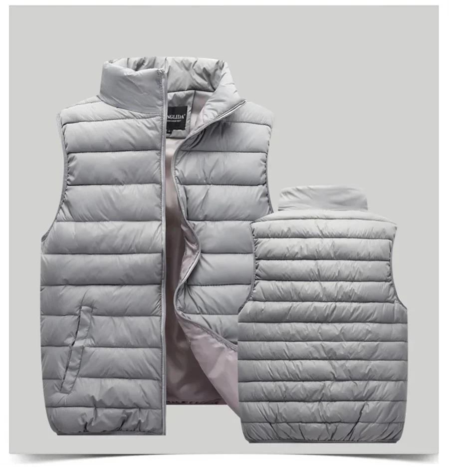 Description Picture 4 of itemMen's Sleeveless Jacket Casual Autumn Winter Vest Lightweight Warm Thicken Padded Coat Outdoor Waistcoat Work Wear Male Clothes