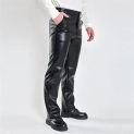 Men's Leather Pants 2023 Spring And Autumn New Outdoor Casual Leather Pants High Waist Straight Leg Leather Pants