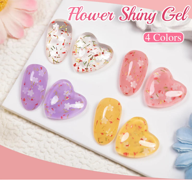 Description Picture 2 of itemPUENTE Flower Shiny Gel Nail Polish 5ML Glitter Sequins Nail Gel Soak Off UV Gel DIY Painting Nail Art Varnishes For Manicure