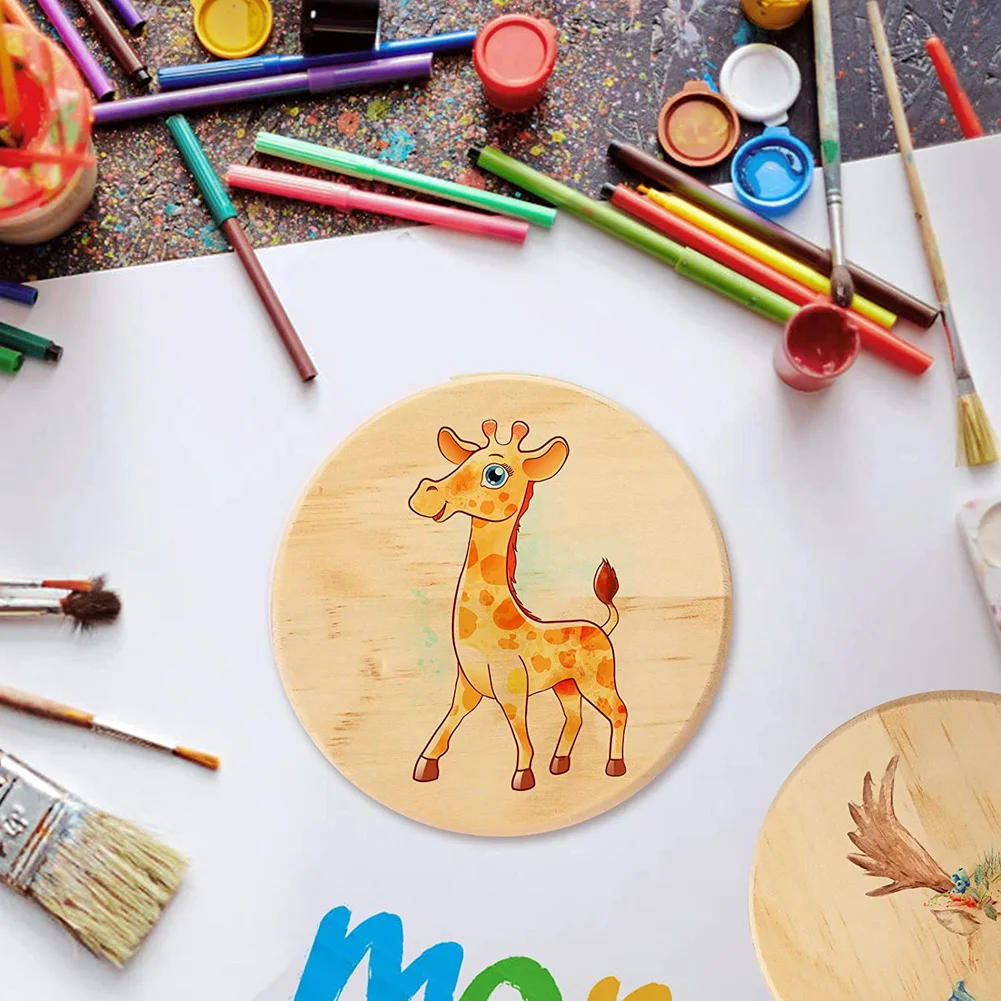 Description Picture 5 of item12pcs Round Wood Circles Unfinished Slices Discs DIY Original Solid Wood Crafts Coasters Painting Engraving Carving Home Decor