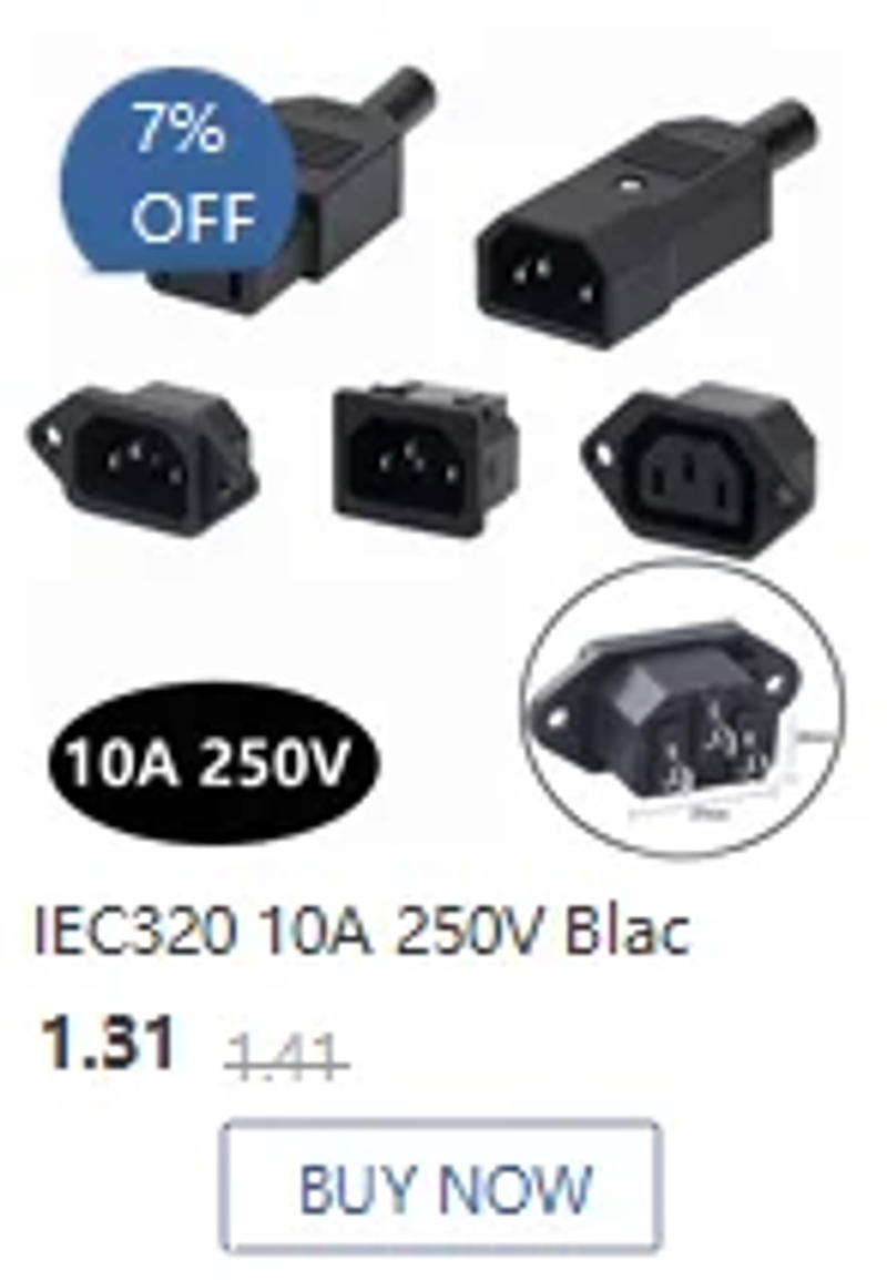Description Picture 4 of item1PCS,90 Degree Angled IEC 320 C13 Female Plug AC 10A 250V Power Cord Cable Connector