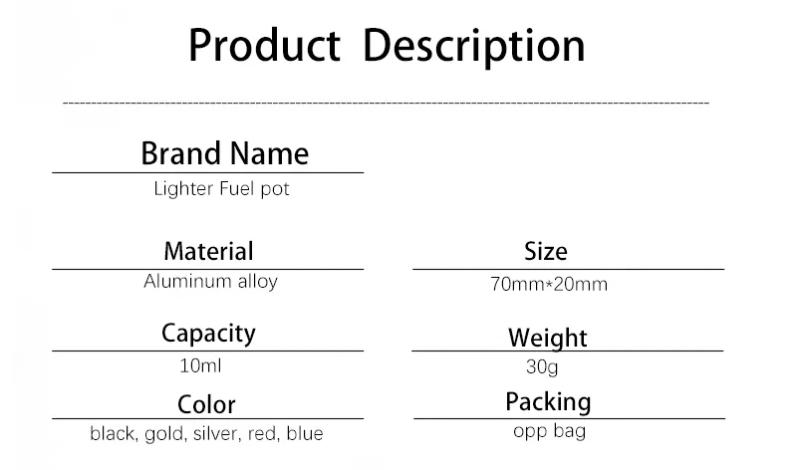 Description Picture 2 of itemMetal Fuel Canister Portable 1pcs Kerosene Oil Fluid Can With Key Chain Mini smll Lighters Fuel Pot travel Smoking Accessories