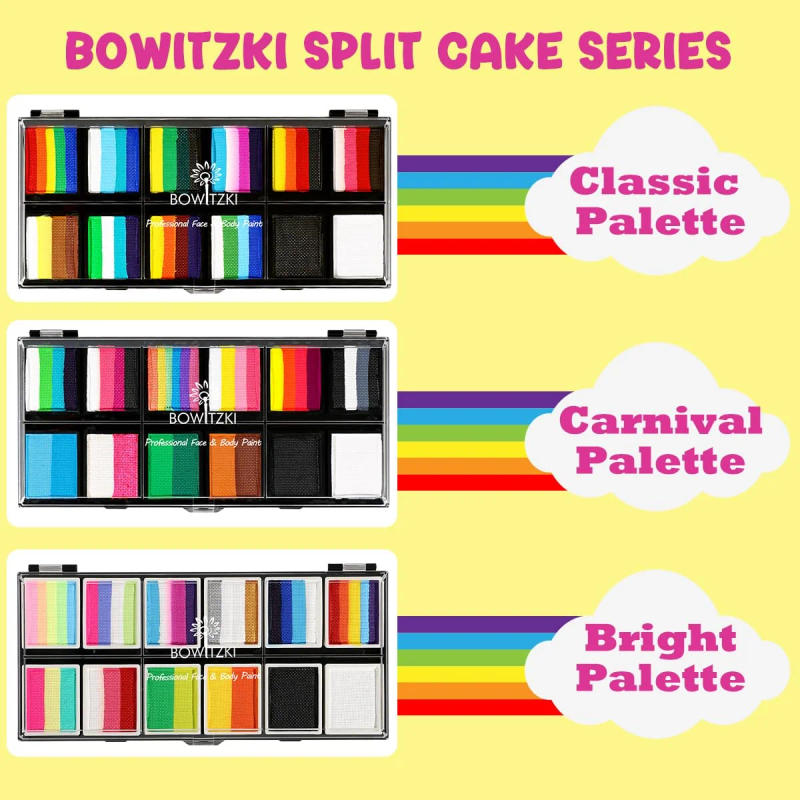 Description Picture 2 of itemBowitzki Face Paint 12x10gm Professional Body Paint Kit For Kids Adults Stencil One Stroke Split Cake Rainbow Makeup