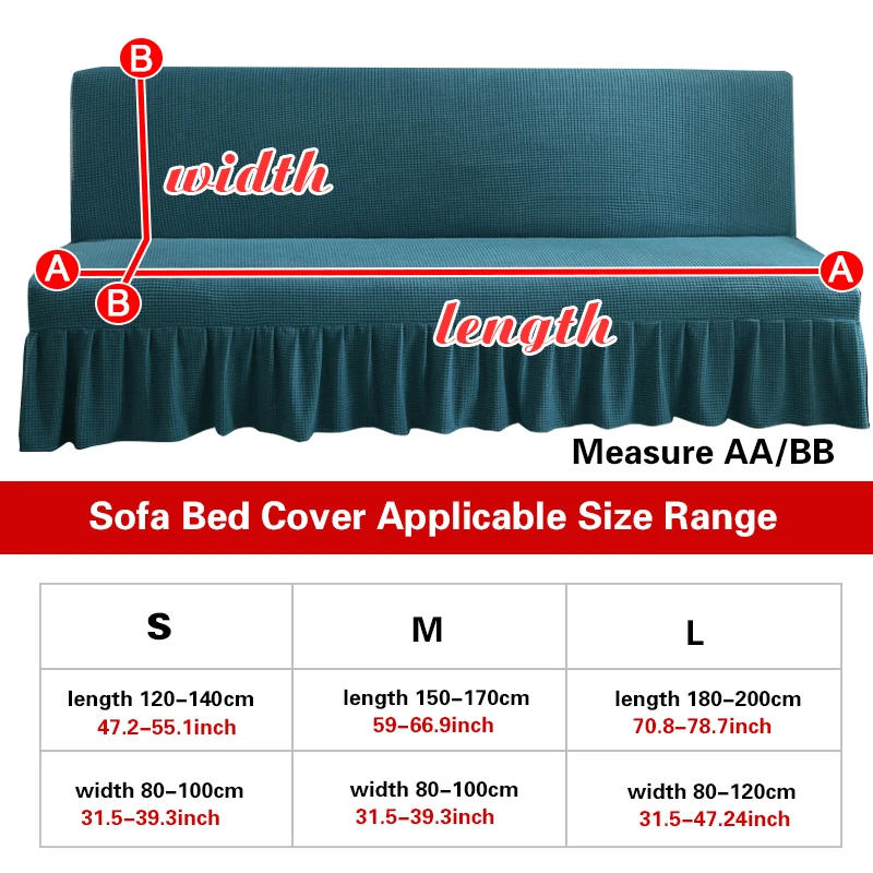 Description Picture 4 of itemStretch Velvet Futon Sofa Bed Cover Armless Thick Plush Sofa Cover with Skirt Sofa Slipcover Couch Cover Furniture Protector 1pc