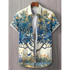 Camisa de manga corta para hombre, camisa hawaiana transpirable, suelta, informal, a la moda, de verano