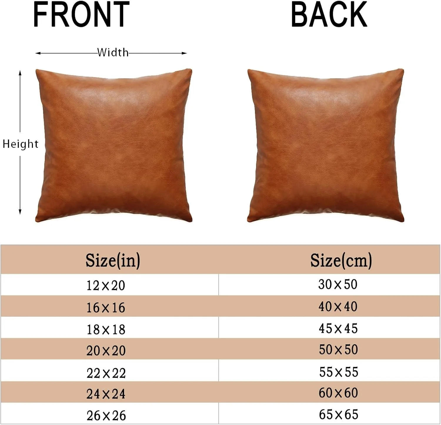 Description Picture 5 of itemLarge Throw Pillow Cover 50/60CM Faux Leather Decorative Cushion Cover Modern Solid Outdoor Luxury Pillowcase for Couch Sofa Bed