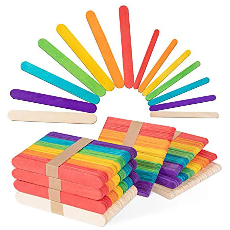 Description Picture 3 of item50Pcs Wooden Popsicle Sticks Natural Wood Ice Cream Sticks Creative Kids Puzzle DIY Hand Crafts Art Ice Cream Lolly Cake Tools