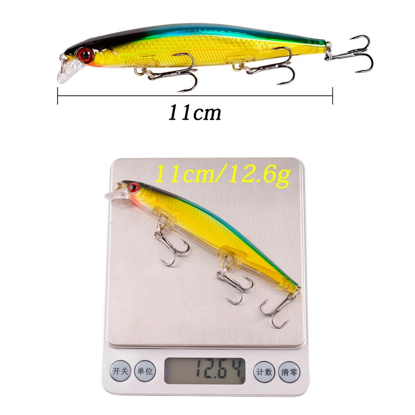Description Picture 5 of item11cm 12.9g Minnow Fishing Lure Laser Hard Artificial Bait 3D Eyes Fishing Wobblers Pike Carp Bait Crankbaits Fishing Tackle