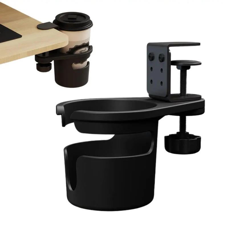 Description Picture 2 of itemDesk Cup Holder 360 Degree Rotating Table Edge Clamp Cup Holder Adjustable Upgraded Arm Clamp Stand Anti-Fall Desk Accessories