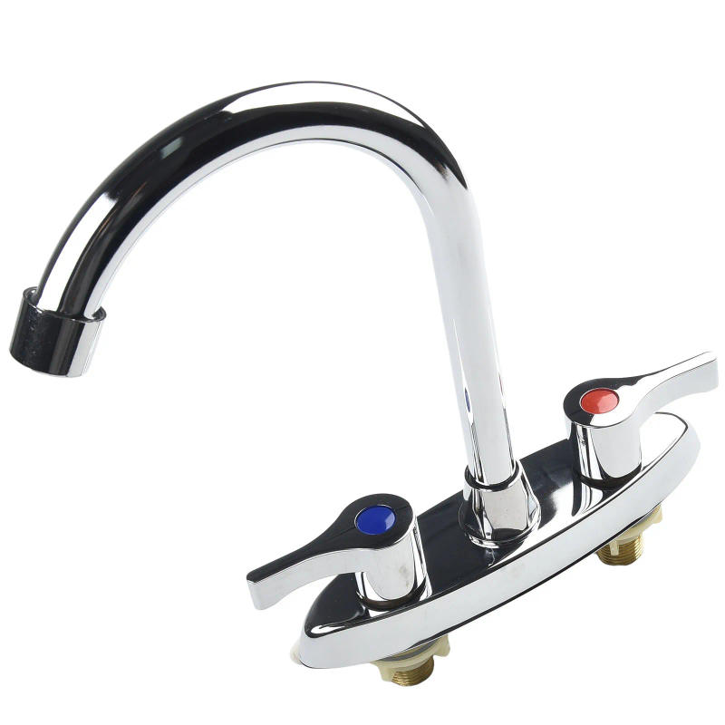 Description Picture 4 of itemBrass Double Handle Basin Faucet Double Hole Double Control Rotary Hot And Cold Mixer Tap Kitchen Bathroom Washbasin Faucet