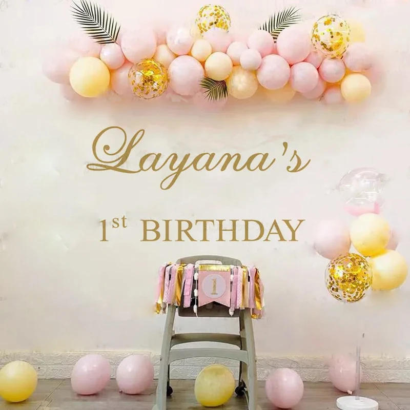 Description Picture 4 of itemBirthday Party Vinyl Wall Decals Custom Names And Texts Wall Plexiglass Board Sticker Parties Wedding Ceremony Decoration Arts