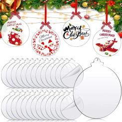 20/10/5pcs Acrylic Discs Christmas Tree Hanging Ornament DIY Blank Circle Xmas New Year Decor for Home Clear Bauble Ball Crafts