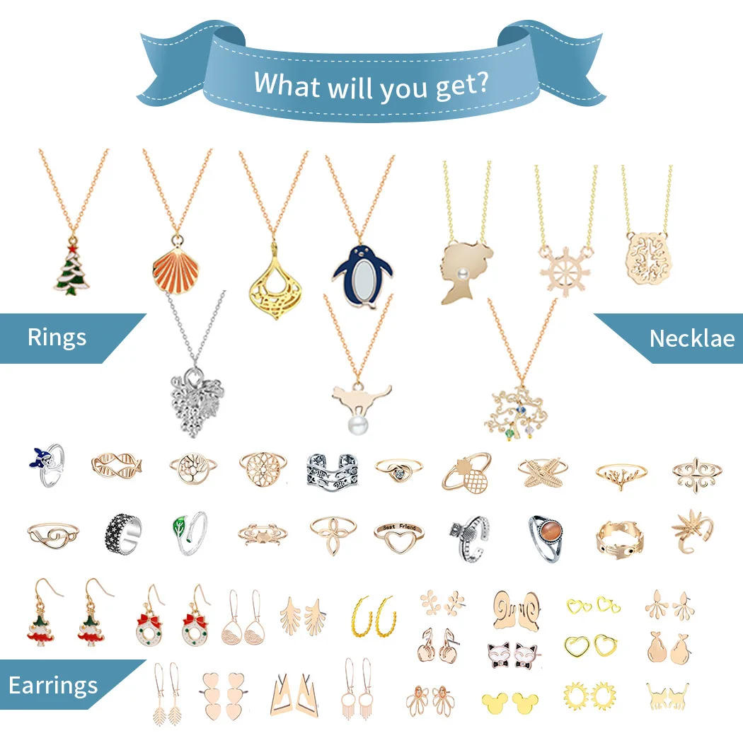 Description Picture 4 of itemJewelry Advent Calendar 2024 for Women with Bracelets Necklace Earrings Rings Countdown 24 Days to Xmas Calendar Xmas Gifts