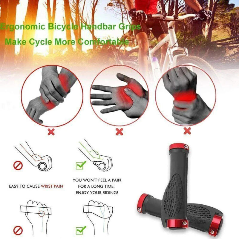 Description Picture 4 of itemBicycle Grips Ergonomic Handlebar Grips Hand Grips Bicycle Non-Slip Rubber Double Aluminum Lock Ring Grip Bicycle Accessory