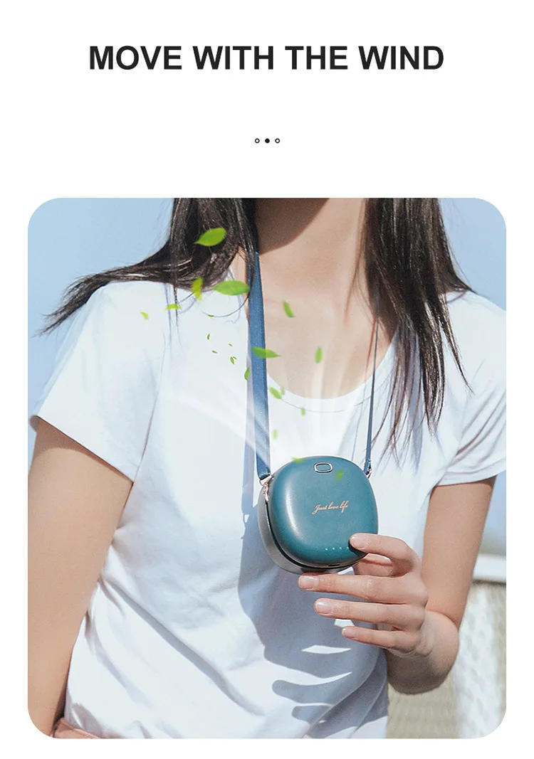 Description Picture 6 of itemPortable Hanging Waist Neck Fan Hands Free USB 3 Speed Adjustable Air Cooler Summer Silent Bladeless Fan mini air conditioner