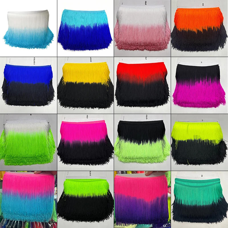Description Picture 2 of item1x0.2M Colorful Gradient Tassel Fringe Trimming For Clothing Sewing Stage Latin Dress Home Decoration Lace Trim DIY Accessories