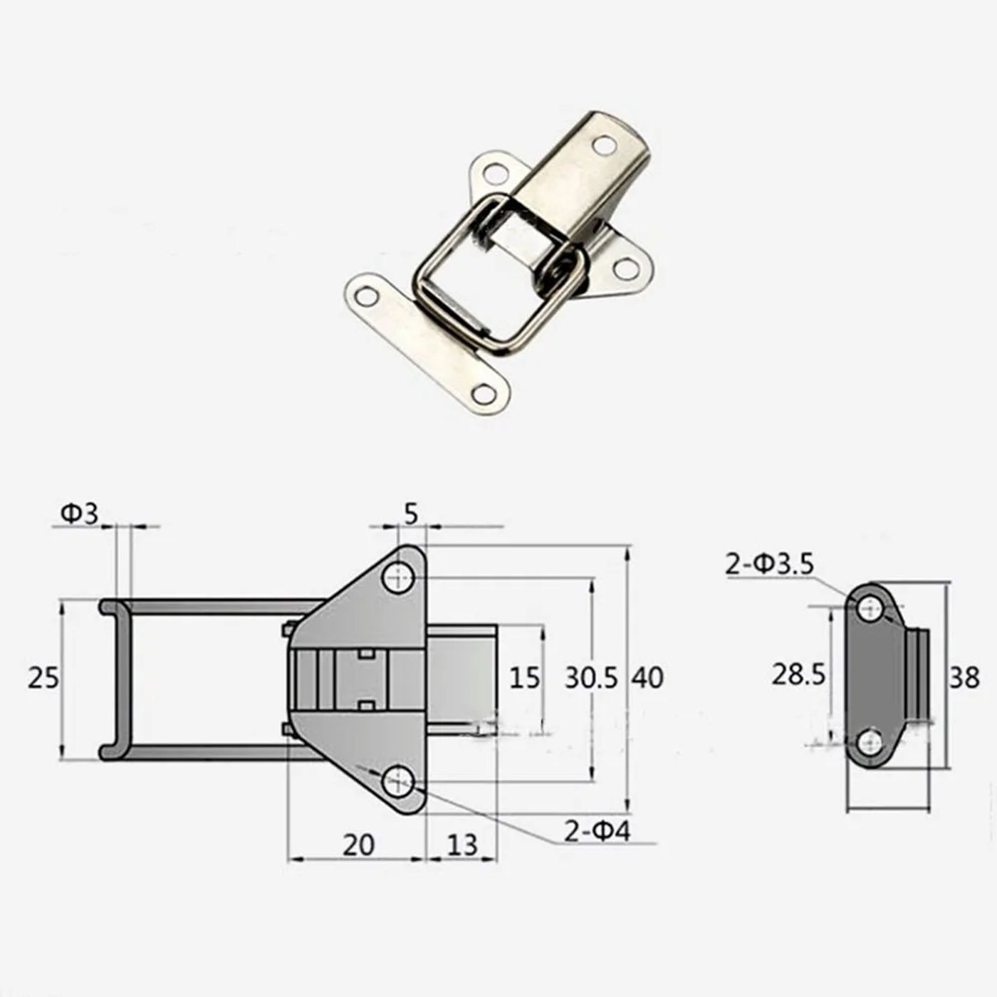 Description Picture 6 of item4 X Stainless Steel Clasp Case Clip Loop Suitcase Box Trunk Latch Lock Guitar Spring Loaded Latch Catch Sliding Tools